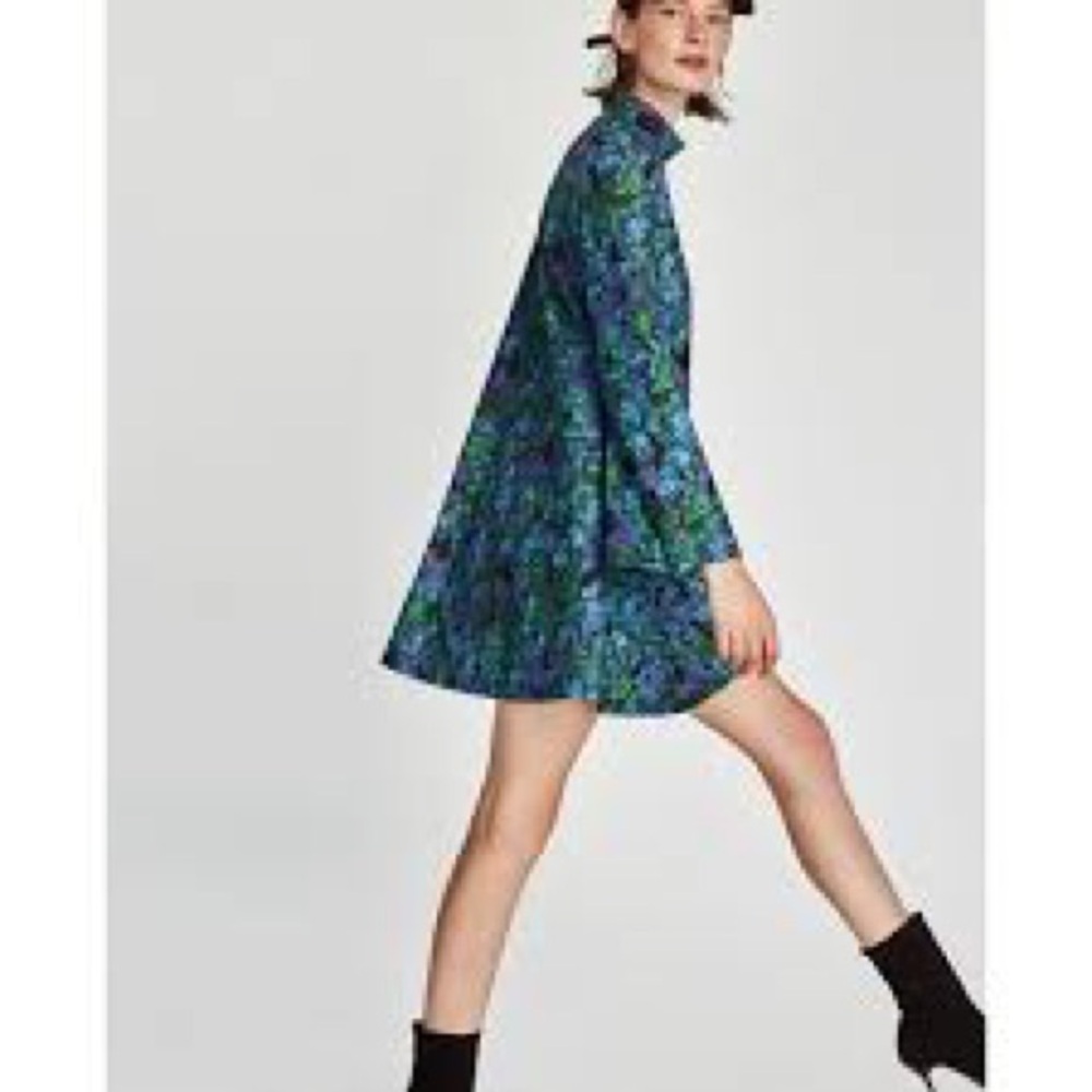 Zara Blue and Green Patterned Dress